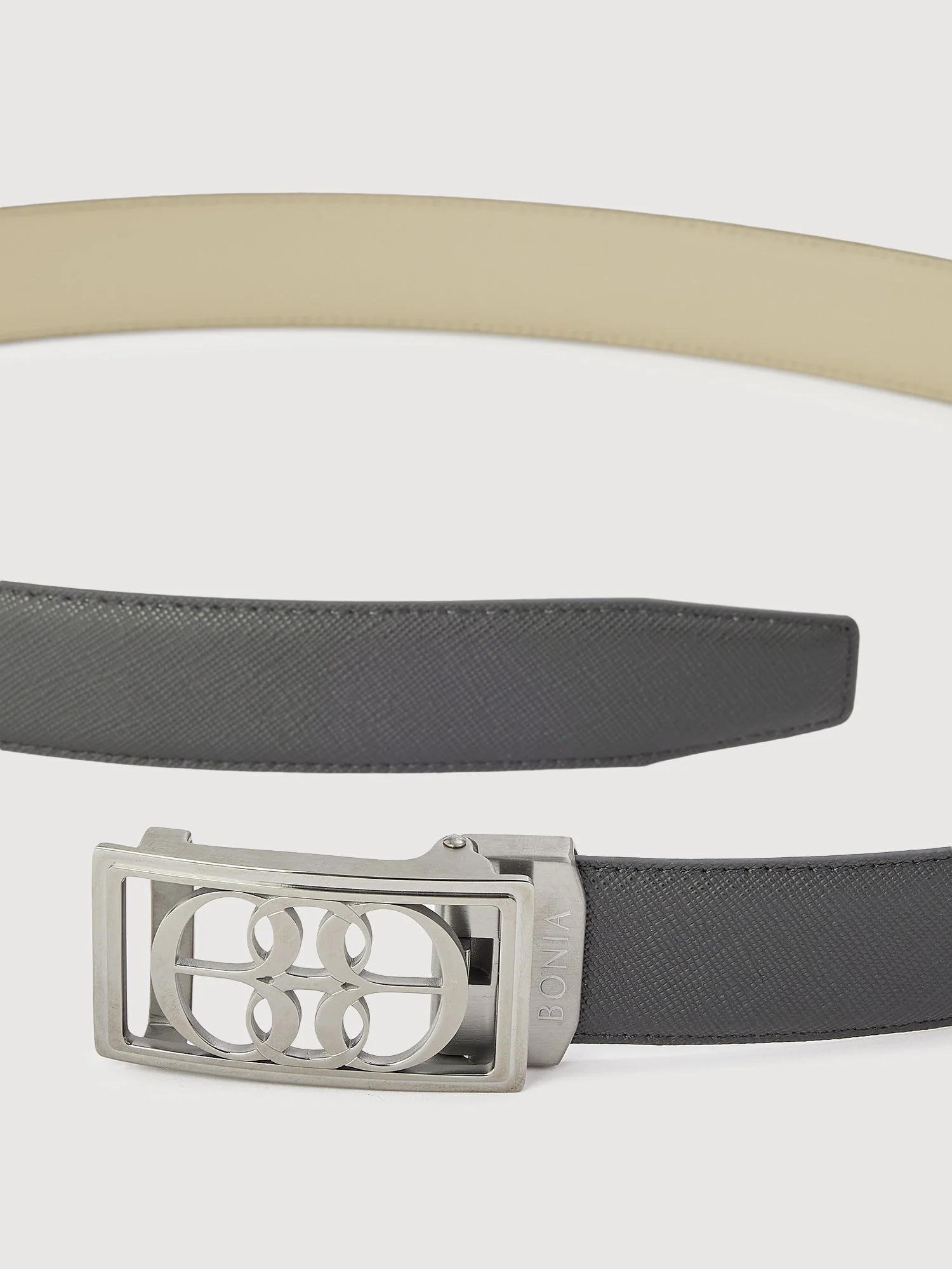 Beno Non-Reversible Leather Belt with Gunmetal Auto Lock Buckle - Image 3