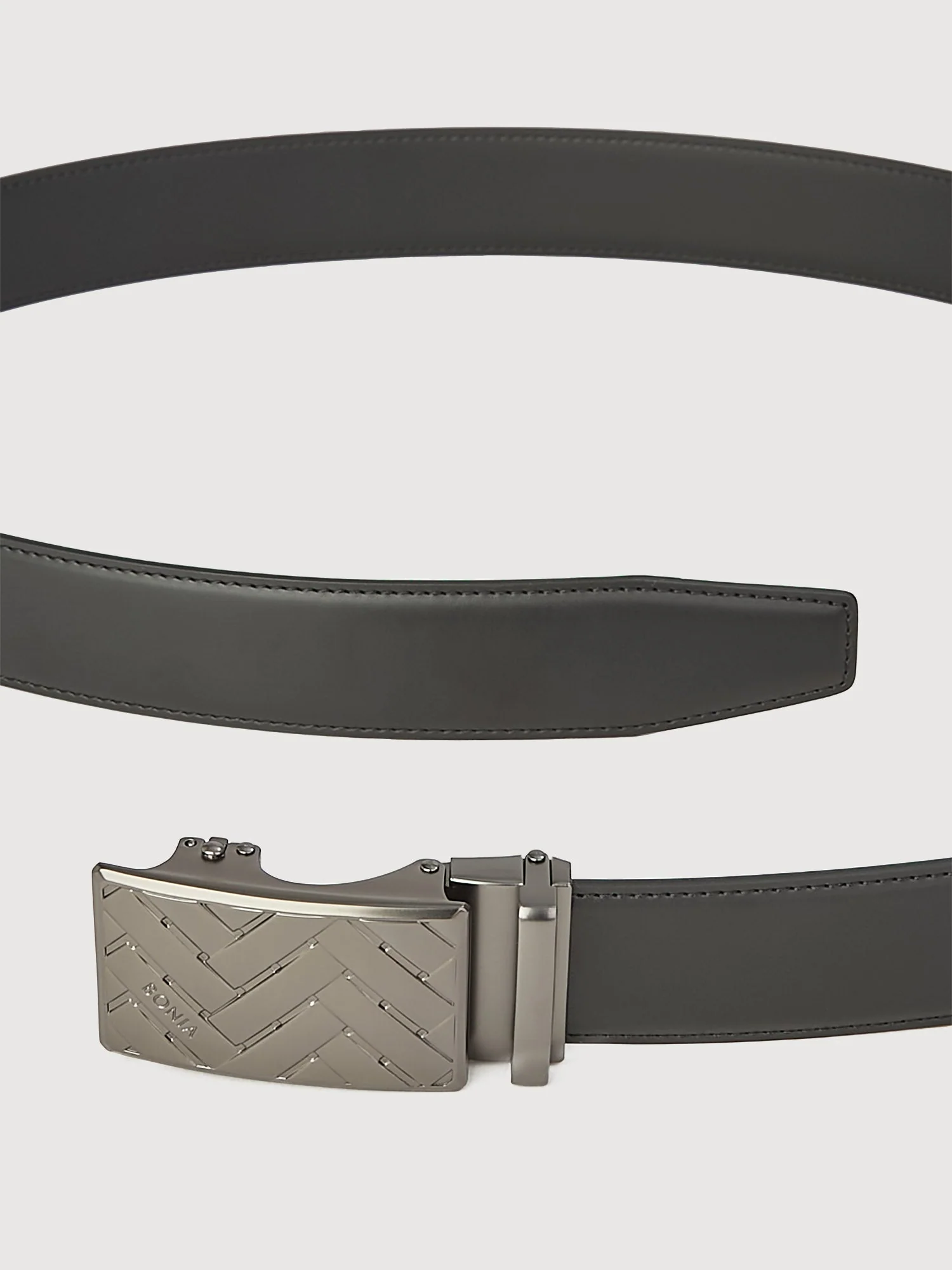 Beno Non-Reversible Leather Belt with Gunmetal Auto Lock Buckle - Image 3