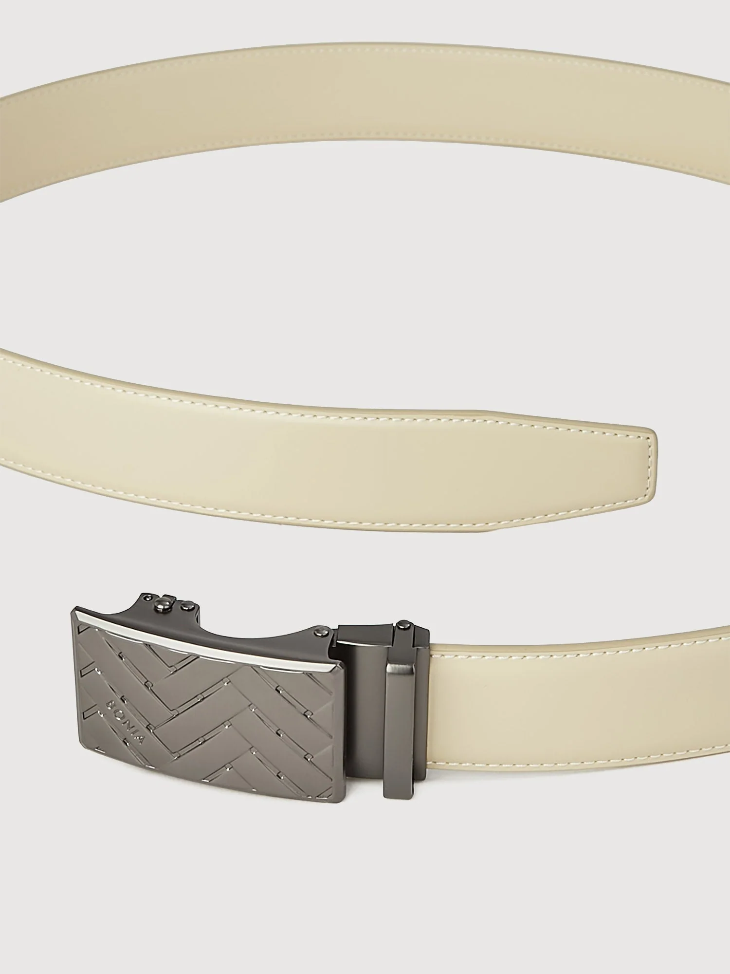 Beno Non-Reversible Leather Belt with Gunmetal Auto Lock Buckle - Image 7