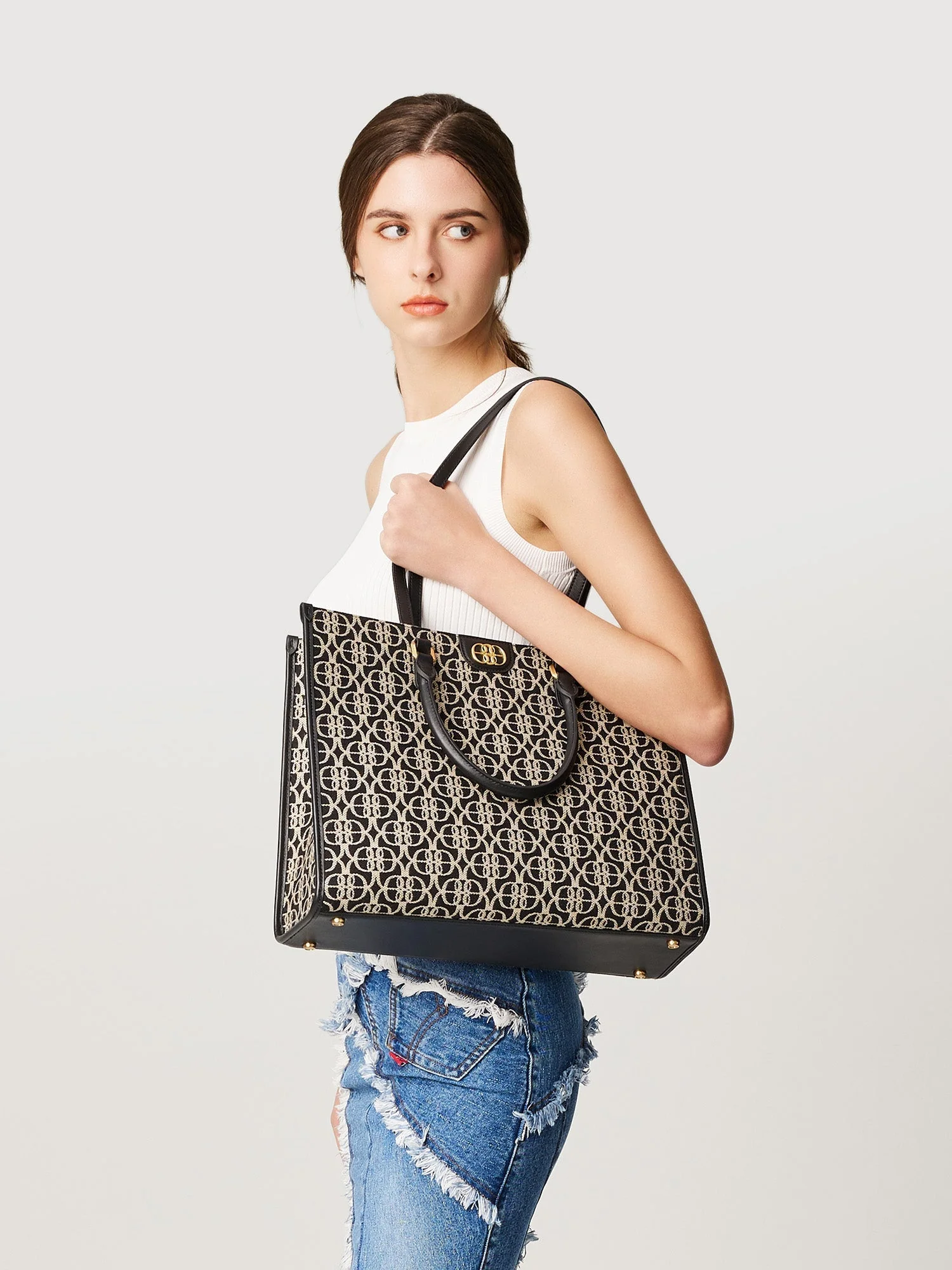 Nadia Large Monogram Tote Bag - Image 6